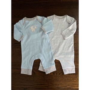 NEW Little Me Newborn Baby Blue Grey White Struped 1-piece Bundle Lot